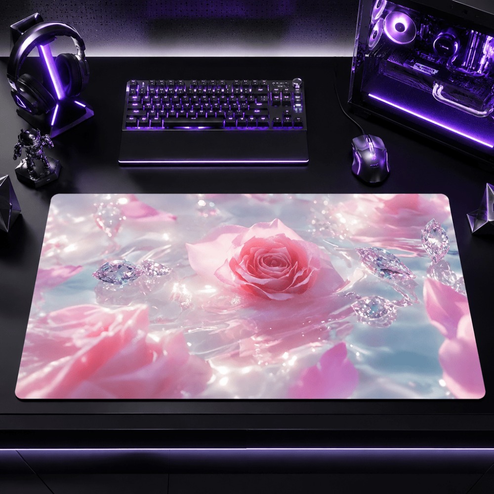 Desk Setup Simple - Origineel roze rozenwatermerk. Ideaal voor gamers