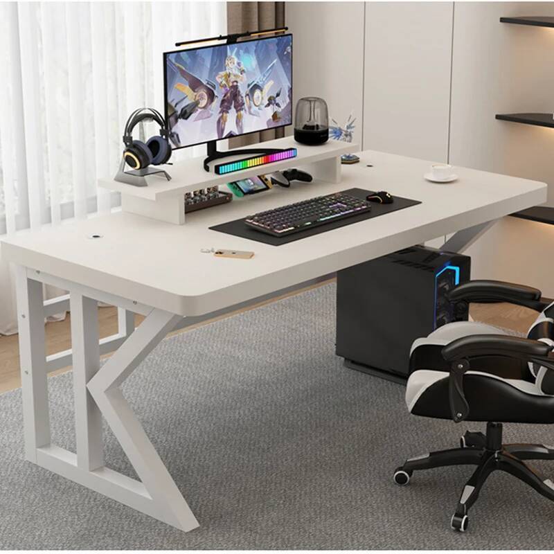 Desk Setup With Laptop And Monitor - Vormige L-gamingbureautafel Buigbare laptoptafel in bed