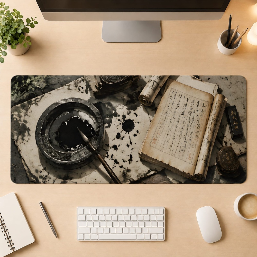 Desk Setup Simple - Retro Chinese kalligrafie, antislip basis, accessoires
