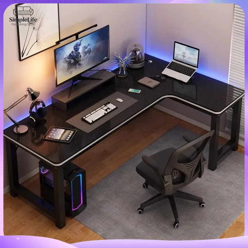 Desk Setup With Laptop And Monitor - Hoekbureau voor gaming, computerbureau voor pc