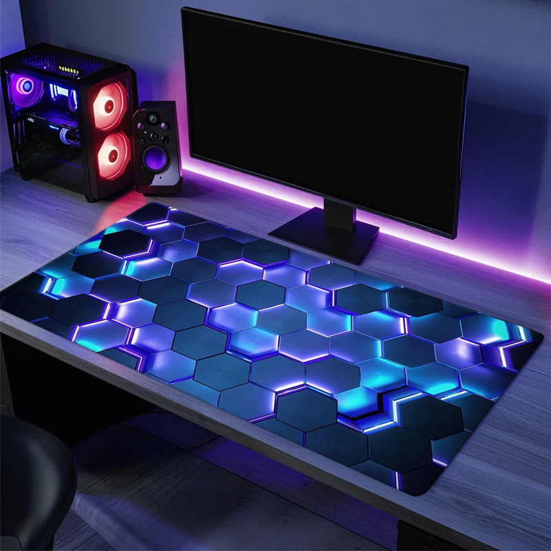 Desk Setup Red - Grote Gaming Muismat Groot Rood Blauw