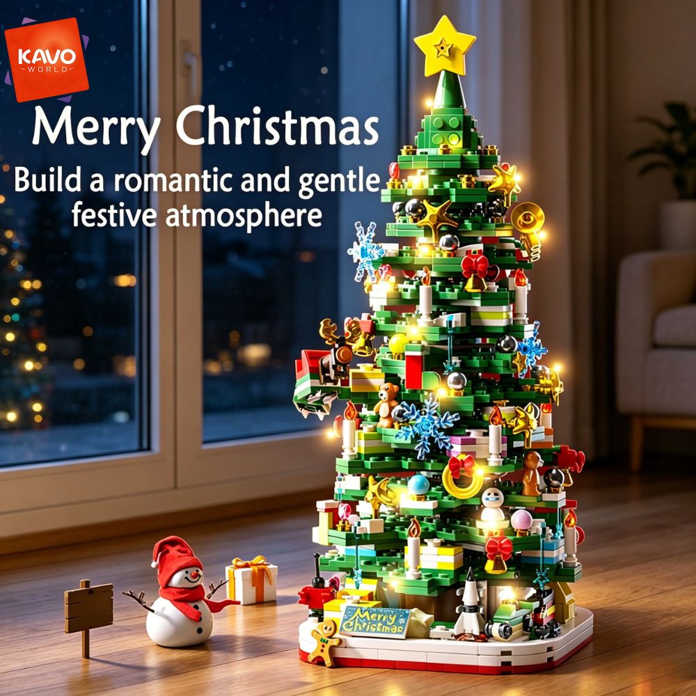 Desk Setup Ideas Office - KAVOWORLD 1024-delige Kerstboom Bouwstenen Set met