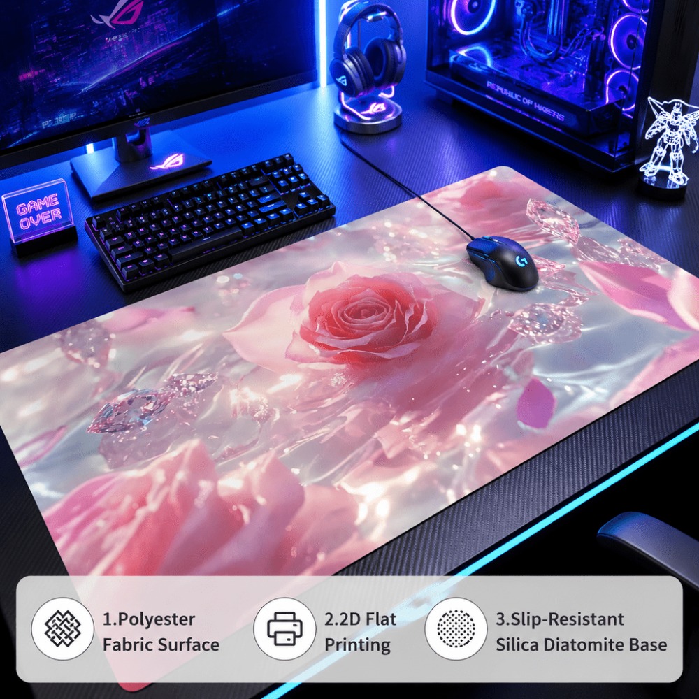 Origineel roze rozenwatermerk. - Desk Setup Simple recensie en prijs