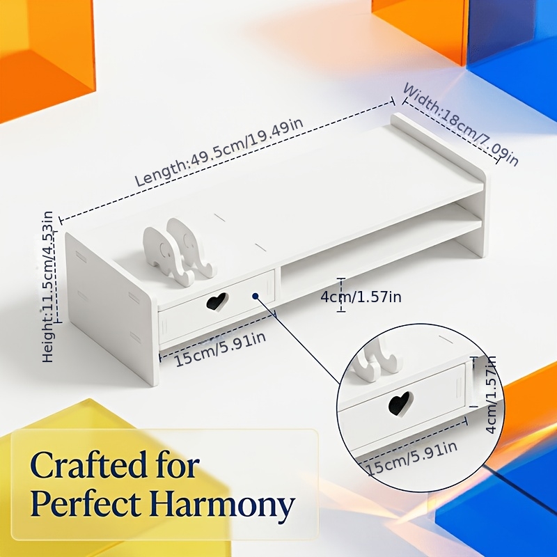 Minimalistische witte PVC-moni - Desk Setup Riser recensie en prijs