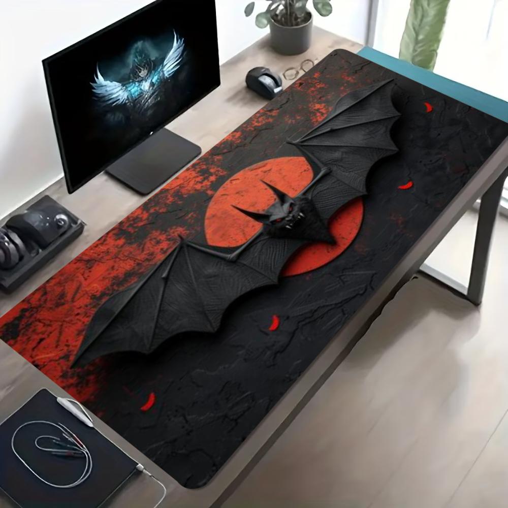 Donkerrood vleermuismotief gro - Desk Setup Red recensie en prijs