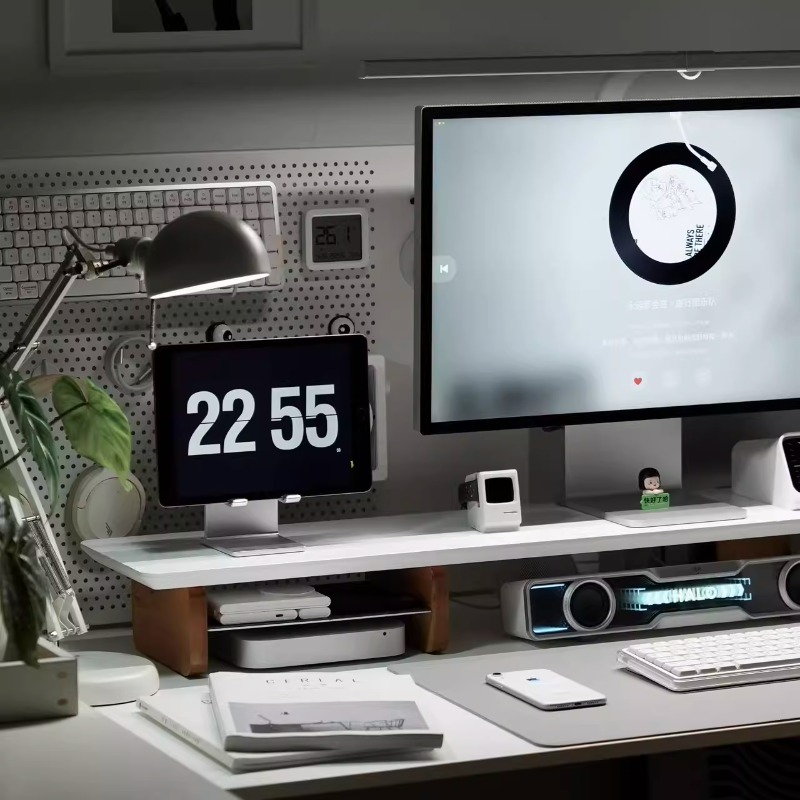 Moderne monitorverhoger, ergon - Desk Setup With Laptop And Monitor recensie en prijs