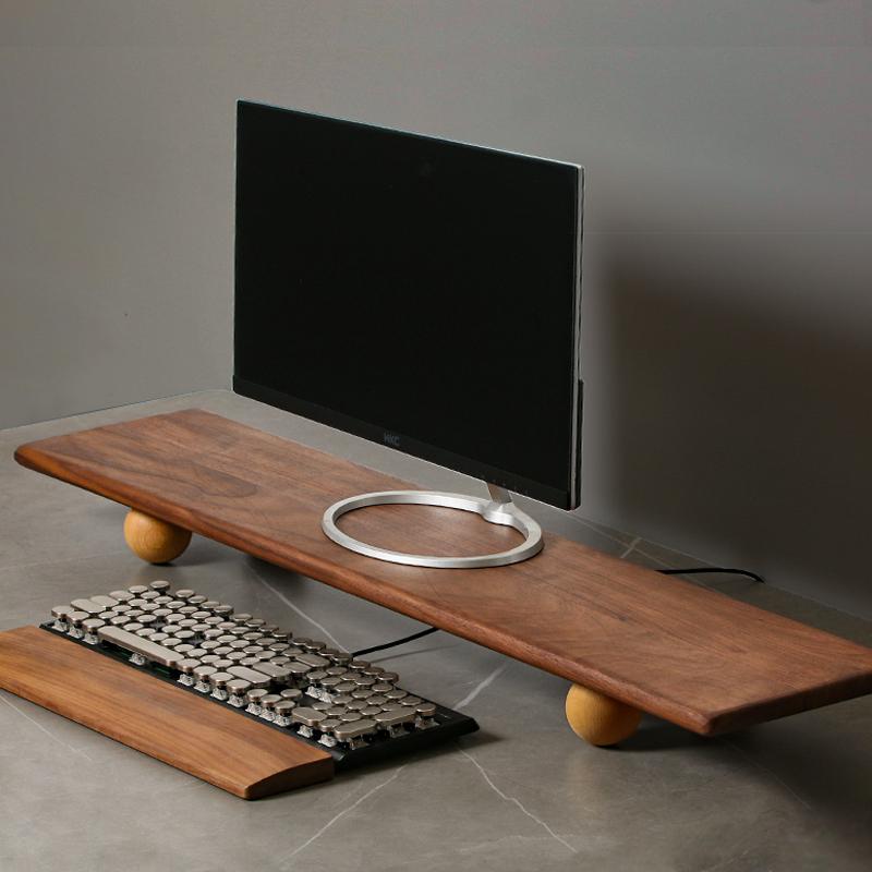 Massief Houten Monitor Riser L - Desk Setup With Laptop And Monitor recensie en prijs