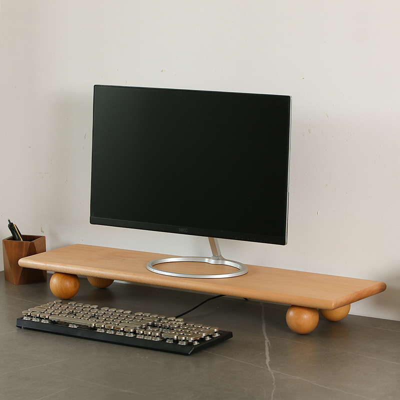 Massief Houten Monitor Riser L - Desk Setup With Laptop And Monitor recensie en prijs