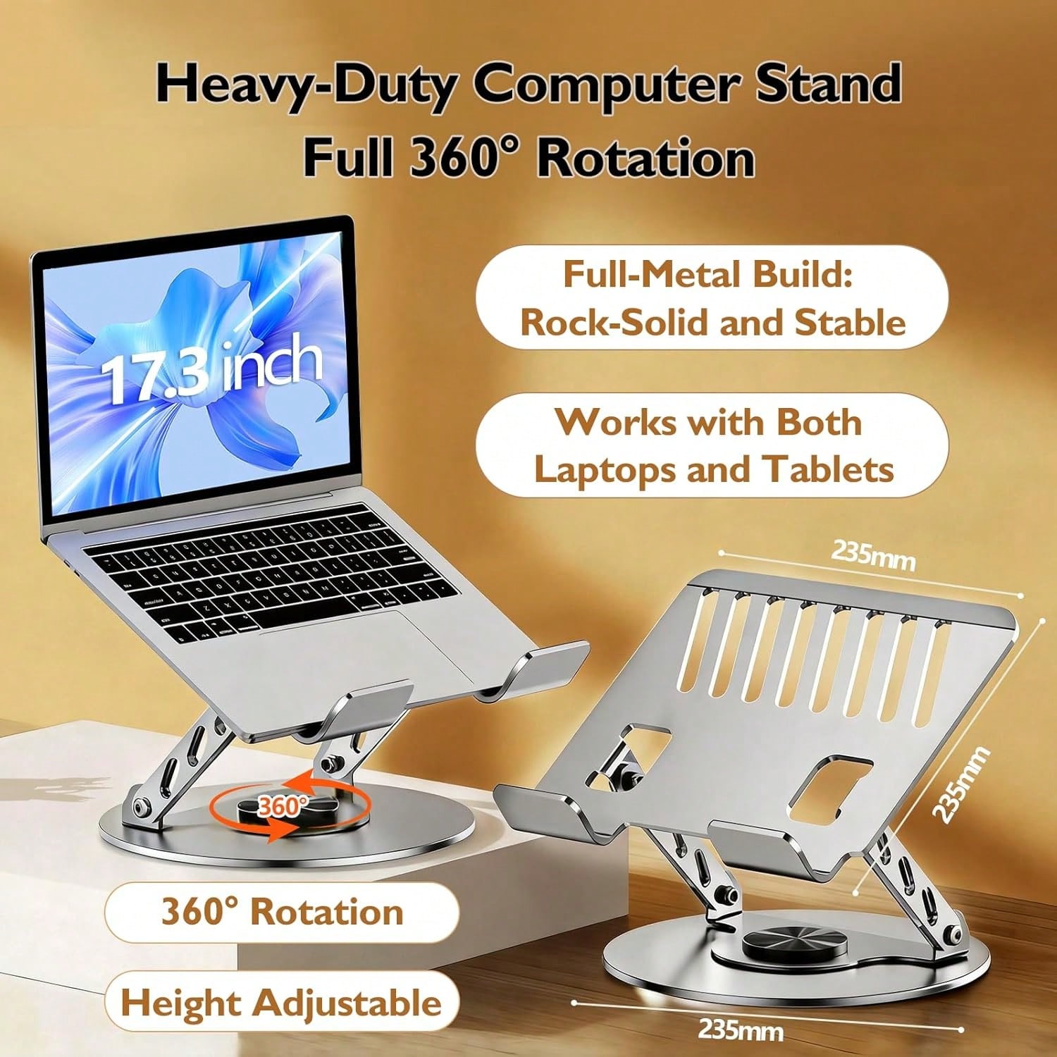 360 graden draaibare laptopsta - Desk Setup Riser recensie en prijs